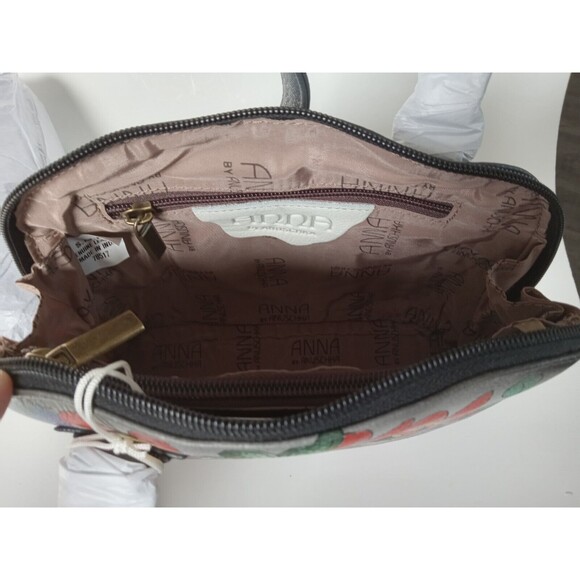 NWT Anna by Anuschka Hand-Painted Leather Lion In Flowers Domed Crossbody Bag - Picture 13 of 16